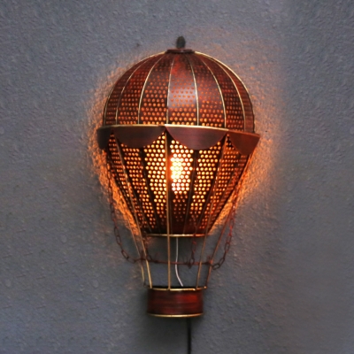Vintage Style Wall Light with Hot Air Balloon Shape Single Light Metal Sconce Light for Hallway