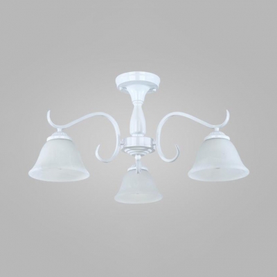 Vintage Style White Ceiling Lamp Bell 3/5/6 Lights Frosted Glass Semi Flush Light for Room