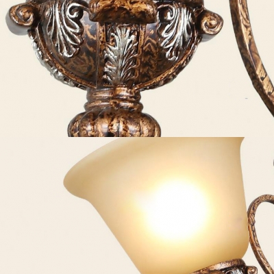 White Bell Shade Wall Lamp 1 Lights Antique Style Resin Frosted Glass Sconce Lamp for Hotel Restaurant