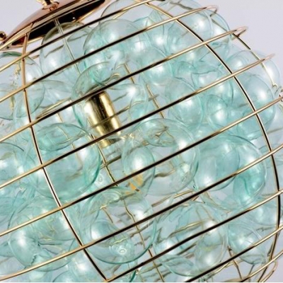 1 Light Globe Ceiling Light Fixture Vintage Style Metal Chandelier with Glass Ball Decoration for Living Room