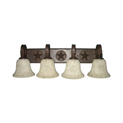 Antique Style Wall Light Bell Shade 4 Lights Frosted Glass Sconce Wall Light for Living Room