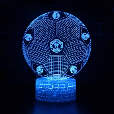 Battery USB Charging LED Illusion Light 7 Color Changeable Football Pattern 3D Night Light with Touch Sensor