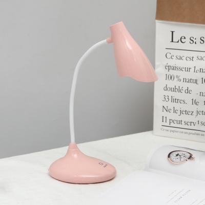 Bell Shape Touch Control Desk Lamp Gooseneck White/Blue/Pink/Green LED Study Light with USB Charging Port