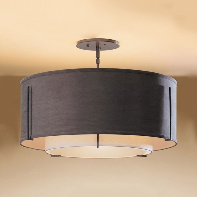 Fabric Drum Semi Flush Mount Light Dining Room 3/4 Lights ...