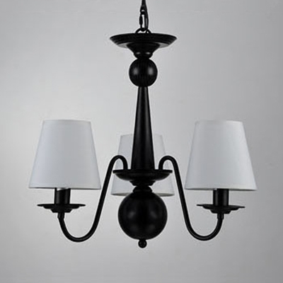 Metal Fabric Chandelier 3/5/6/8 Lights Traditional Hanging Light in Black for Dinging Room Bedroom