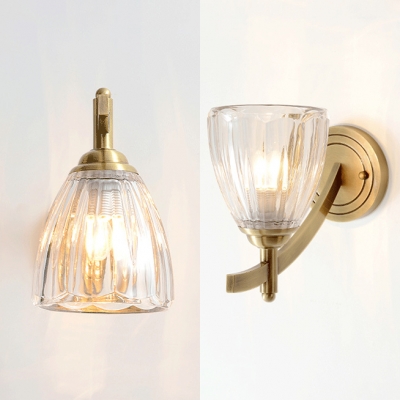 Metal Glass Dome Wall Sconce Bedroom Bathroom 1 Light Modern Style Sconce Light in Brass