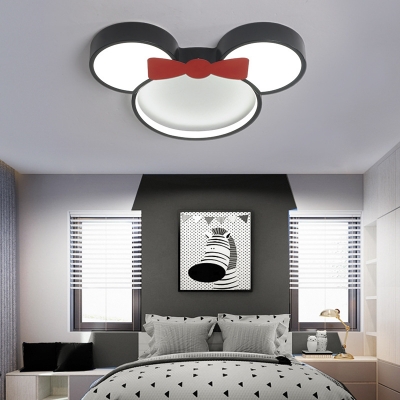 Mickey Mouse Ceiling Light White/Stepless Dimming Cute Acrylic Flush Mount Light for Kindergarten