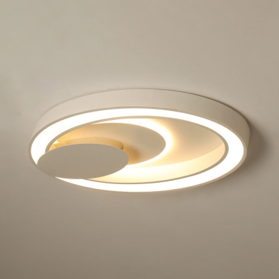 Modern White LED Flush Mount Light Acrylic Metal Slim Panel Round Ceiling Light in White/Warm for Adult Kids Room
