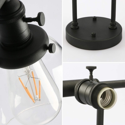 Vintage Style Black Wall Lamp with Bell Shape 3 Lights Metal and Clear Glass Wall Light for Indoor