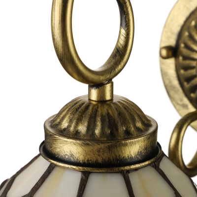 Vintage Wall Sconce with 6''W Dome Pattern Glass Shade in Bronze Finish