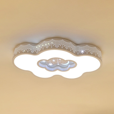 White Lighting/Stepless Dimming Ceiling Light Lovely Cloud Shade Flush Mount Light for Boy Girl Bedroom