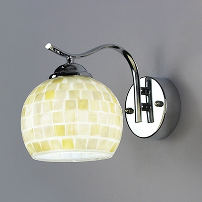 1 Light Globe Shade Wall Sconce Mosaic Glass Sconce Light with White/Color Shell for Shop Restaurant
