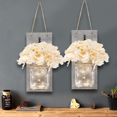 One Pair String Light with Bottle and White Flower Decorative Sting Light for Bedroom Foyer