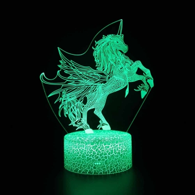 7 Color Changing Unicorn 3D Illusion Light Touch Sensor Remote Control LED Night Lamp for Gift Boys Girls