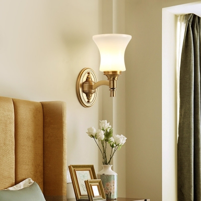 Bedroom Hallway Curved Wall Light Metal Glass 1/2 Lights White Sconce Lights in White