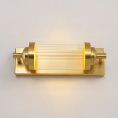 Cylinder Study Room Sconce Light Metal Simple Style Brass Sconce Lamp in White/Warm