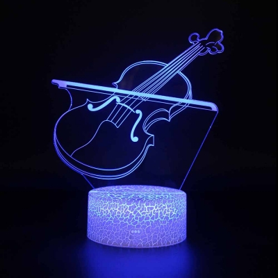 Guitar/Violin Shape LED Night Light 7 Color Changing LED Illusion Light with Touch Sensor for Kids Room