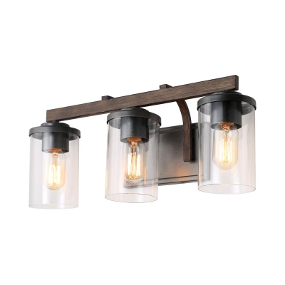 

Industrial Sconce Wall Light with Cylinder Shade 3 Lights Clear Glass Wall Light for Bathroom Mirror, HL518100