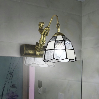 Dome Shade Sconce Light 1 Light Wall Sconce with Mermaid Decoration for Bathroom Stair