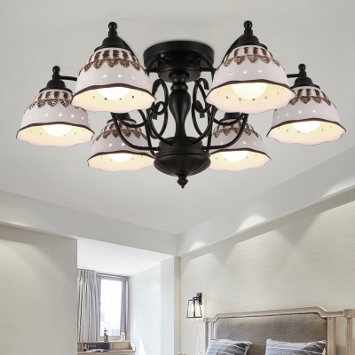 Metal Double Bubble Ceiling Light 3/6/8 Lights Antique Style Semi Flush Light for Hotel