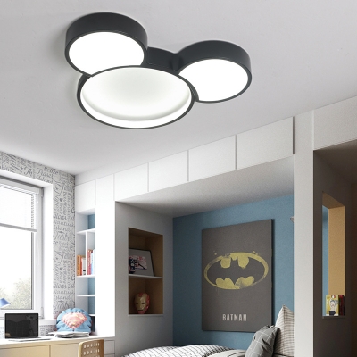 Mickey Mouse Ceiling Light White/Stepless Dimming Cute Acrylic Flush Mount Light for Kindergarten