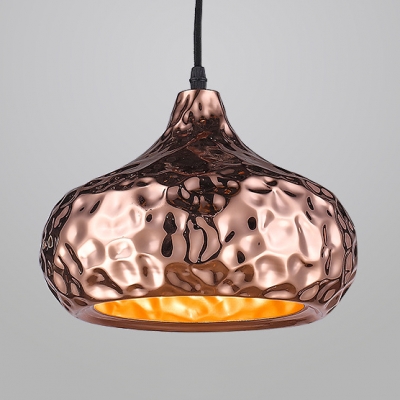 Onion/Dome Shape Pendant Light Traditional 1 Light Metal Ceiling Light in Rose Gold for Dining Room Mall