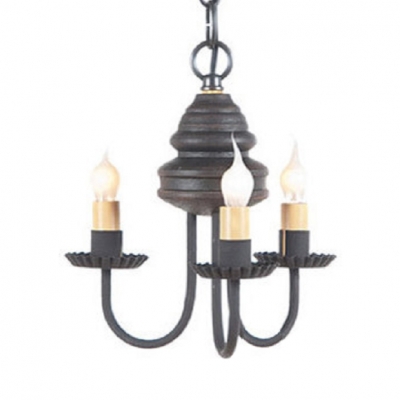 Rustic Style Candle Chandelier Wood 3 Lights Black/White/Rust Pendant Light for Dining Room Restaurant