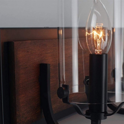Vintage Style Cylinder Wall Lamp Glass 3 Lights Bronze Wall Light for Dinging Room Living Room