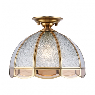 Vintage Style Dome Flush Ceiling Light 1 Light Glass Light Fixture for Living Room