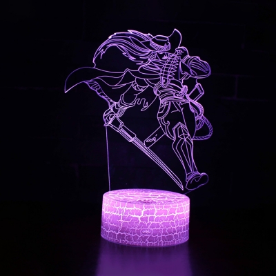 Warrior Pattern 3D Night Light Birthday Christmas Gift 7 Color Changing LED Bedside Light with Touch Sensor