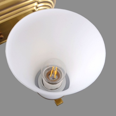 White Bell Shade Wall Light 1/2 Lights Classic Metal Glass Sconce Light for Bedroom Hotel