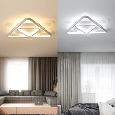 White Triangle LED Ceiling Lamp Modern Eye-Caring Flush Mount Light in White/Warm for Adult Kids Room