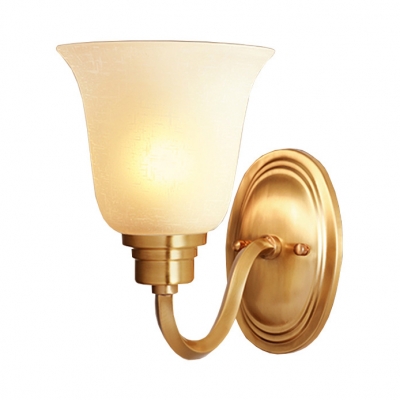 1 Light White Bell Wall Lamp Antique Style Frosted Glass Wall Light for Study Room Bedroom