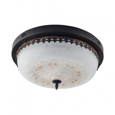 3/4 Lights Bowl Ceiling Lamp Vintage Style Metal Flush Light in White for Dining Room