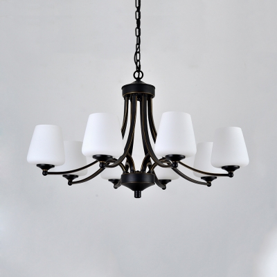 5/6/8/10 Lights Chandelier Rustic Style Metal Glass Ceiling Lighting in Black for Living Room Foyer