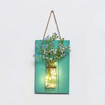 Decorative Fairy Sting Light with Bottle and Flower Bedroom Dining Room Wood and Clear Glass Twinkle Light