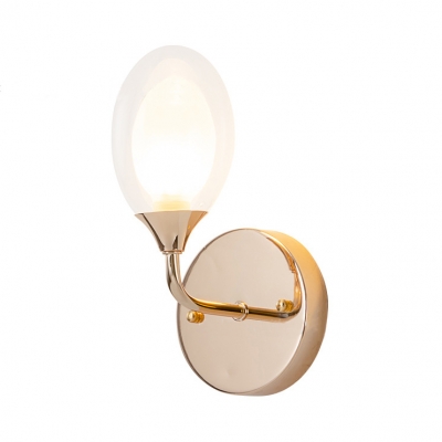 Clear Glass and Metal Oval Wall Lamp Single Light Contemporary Sconce Wall Light for Hallway Study