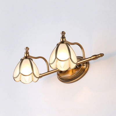 Colonial Style Dome Wall Light 1/2/3/4 Lights Metal Sconce Light in Brass for Bedroom