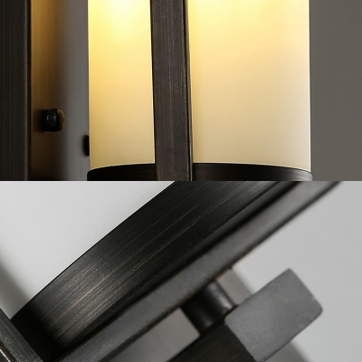 Cylinder Shade Dining Room Wall Sconce Metal and Frosted Glass 1 Light Simple Style Sconce Light in White
