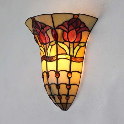 Stained Glass Wall Lamp Dining Room Study 1 Light Tiffany Style Antique Sconce Wall for Hallway Stair