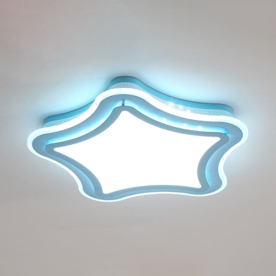 Lovely Blue Star Light Fixture Metal Acrylic Ceiling Mount Light with White Lighting for Child Bedroom