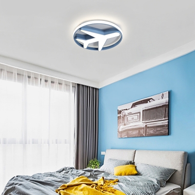 Lovely Plane Shape Ceiling Light Acrylic White/Third Gear/Stepless Dimming Flush Ceiling Light for Boy Girl Room
