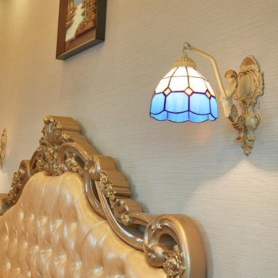 Mermaid Sconce Light Tiffany Style 1 Light Down Lighting Wall Light for Stair Foyer