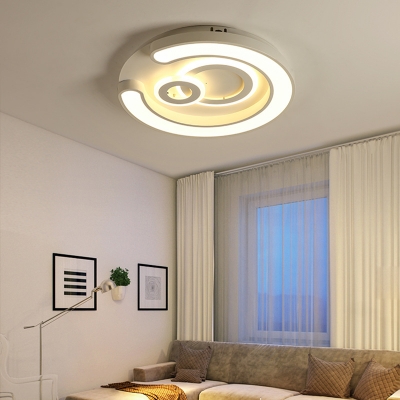 Metal Acrylic Ceiling Light Fixture White Round LED Flush Mount Light with Cute Pattern for Adult Child Bedroom