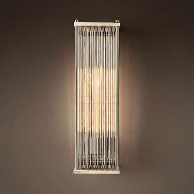 Metal and Crystal Rectangle Wall Lamp One Light Modern Sconce Light in Brass/Silver for Bedroom