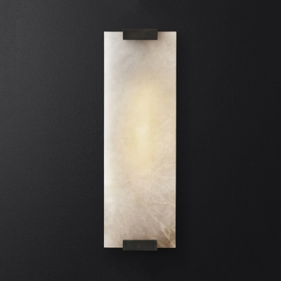 Metal and Marble Rectangle Wall Light Living Room Bathroom 1 Light Simple Style Wall Sconce in Black/Brass