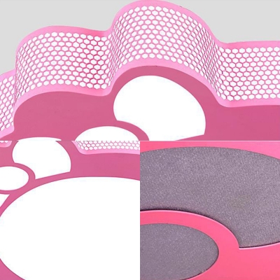 Pink Kitty Shape LED Ceiling Mount Light White Lighting/Stepless Dimming Flush Mount Light for Girls Bedroom