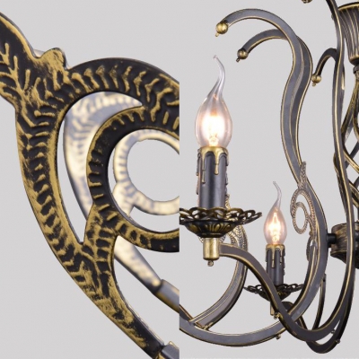 Restaurant Bedroom Flameless Candle Chandelier Metal 3/6/8 Lights Vintage Style Pendant Light
