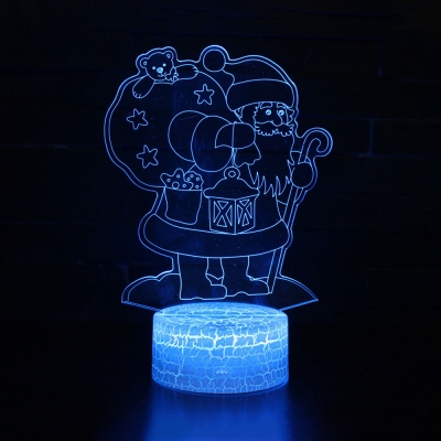 Santa Claus Pattern LED Night Light 7 Color Changing Touch Sensor 3D Bedside Lamp for Christmas Gift