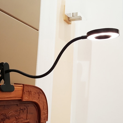 Silver/Black Eye Caring Desk Light with Clip and USB Charging Port Metal Flexible Gooseneck LED Study Light
